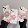 Korean Flower Bracket Holder 3D Wave Case For Realme 15 5G 15 14 13 12 Pro 11 Plus C71 C75 C53 C55 Note 60 C61 GT6 Cover Funda S