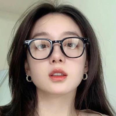Men's and Women's Black Round Horn-Rimmed Fashion Glasses Frames