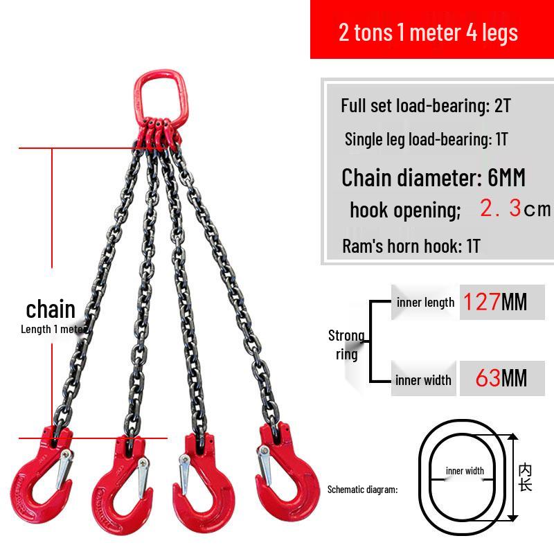 Multi-Hook Manganese Steel Chain Sling for Cranes & Forklifts
