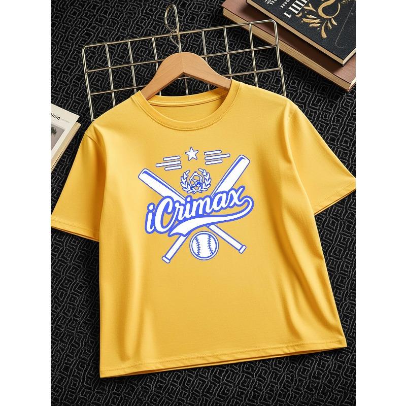 European Sizes Boys' Creative T-Shirt Featuring a Baseball Bat Star Design, Made of Comfortable, Perfect for Casual Wear In The Summer