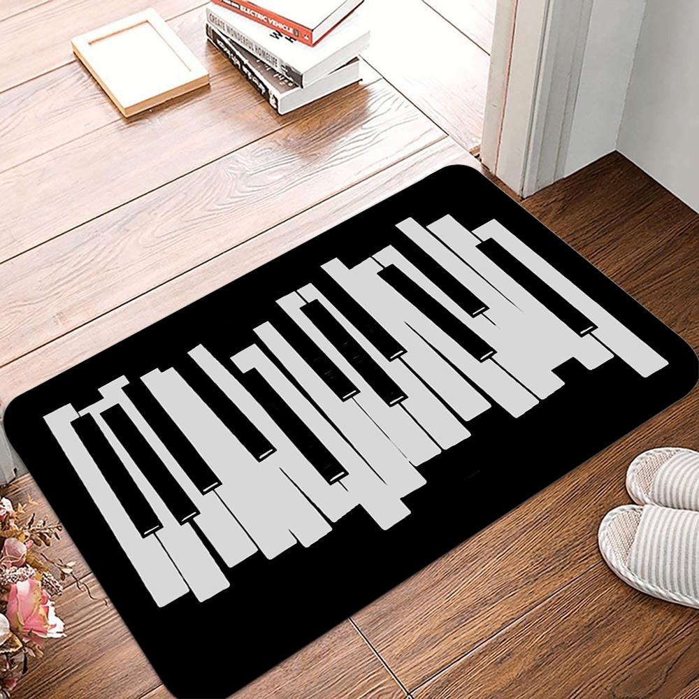 Black White Piano Keys Area Mat for Music Lovers Modern Art Decorative Non-Slip Entryway Floor Rug Home Decor