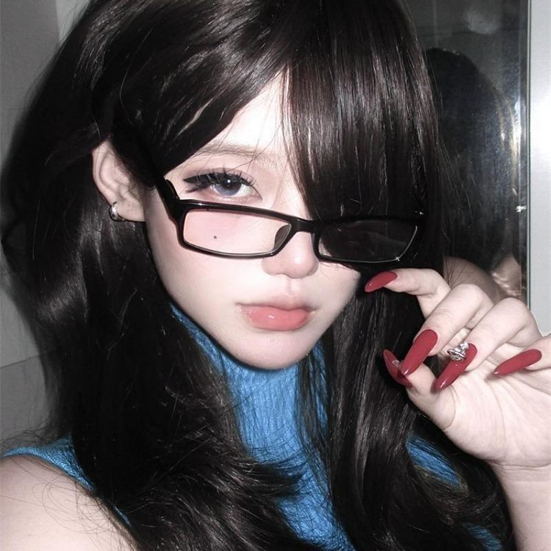 Y2K Printed Square Frame Glasses Women Men Retro Anti Blue Light Trends Eye Protection Eyewear Transparent Leopard Print Glasses