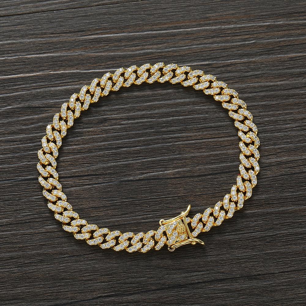 BB237 6mm Brass Cubic Zircon Cuban Bracelet Fashion Women Chain Bracelets