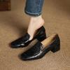 New Women's Single Shoes Are Comfortable To Wear In All Seasons, Leather Large Size Single Shoes, Black Medium Heel and Small Leather Shoes, Women's L