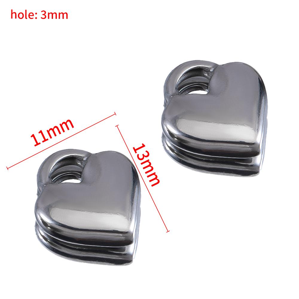 5pcs Glossy Heart Lock Charm Stainless Steel Gold Color Love Couple Pendant Earring Necklace Choker DIY Jewelry Making Wholesale