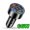 66W Car Charger QC 3.0 USB Type-c Quick Charging 5-Port USB A+USB C Fast Charging Cigarette Lighter Adapter For IPhone
