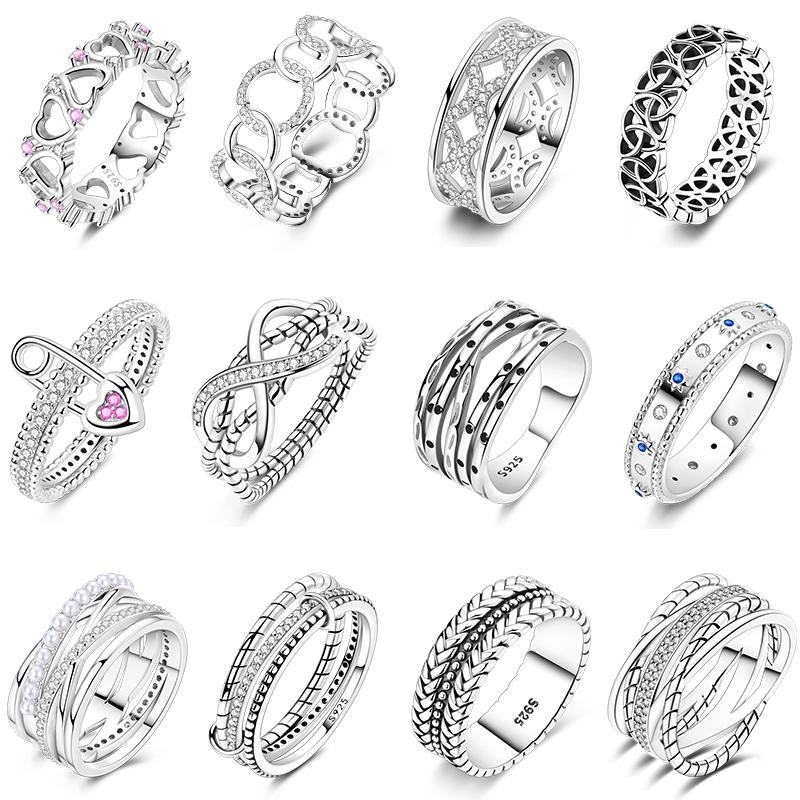 925 Silver Heart Shaped Infinite Minimalist Rings Hollow Celtic Knot Rings For Women Elegant Engagement Wedding Jewelry
