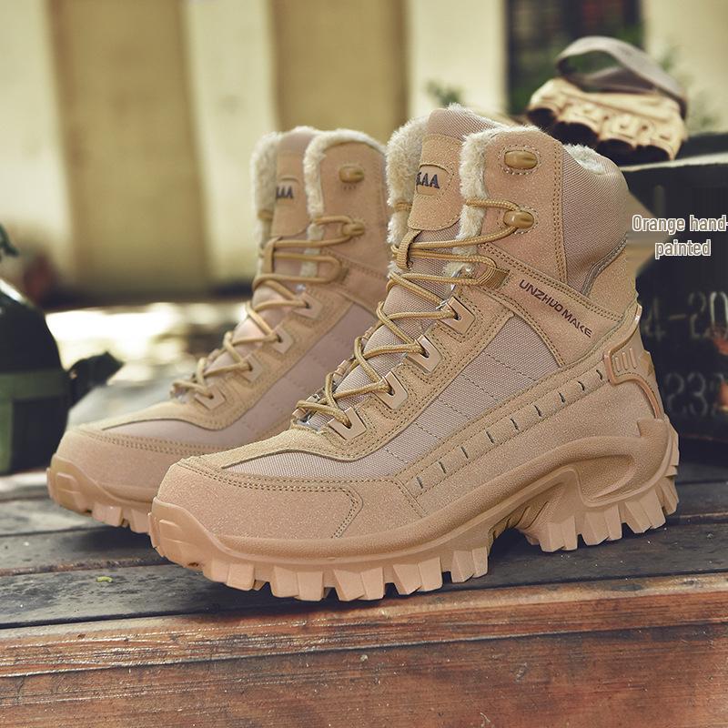 2026 Men's High-Top Outdoor Plus Velvet Warm Mountaineering Hiking Shoes