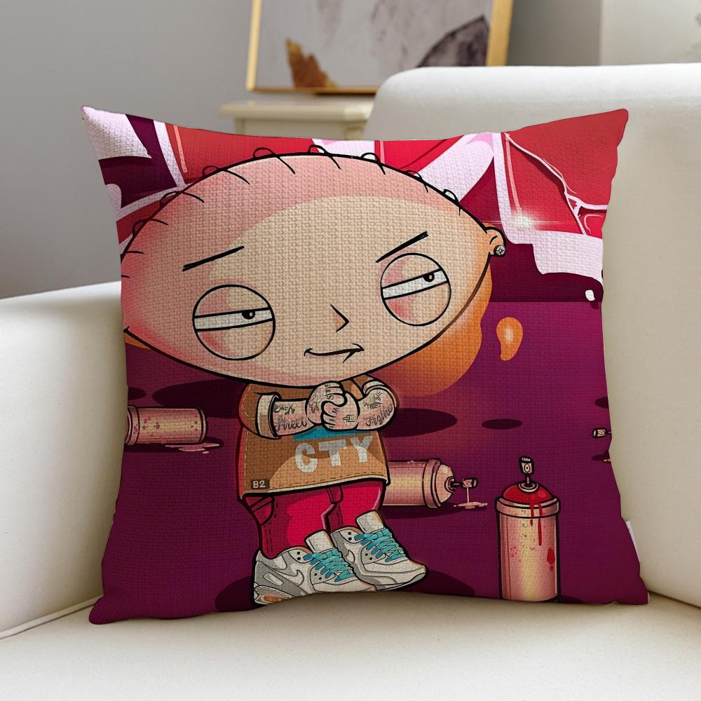 Witty FFamily GuyS Cushion Cover Breathable and skinfriendly linen pillowcase square removable and washable cushion