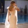 Wedding dress temperament summer new one-word shoulder wedding dress large skirt disassembly lace trailing wedding dress