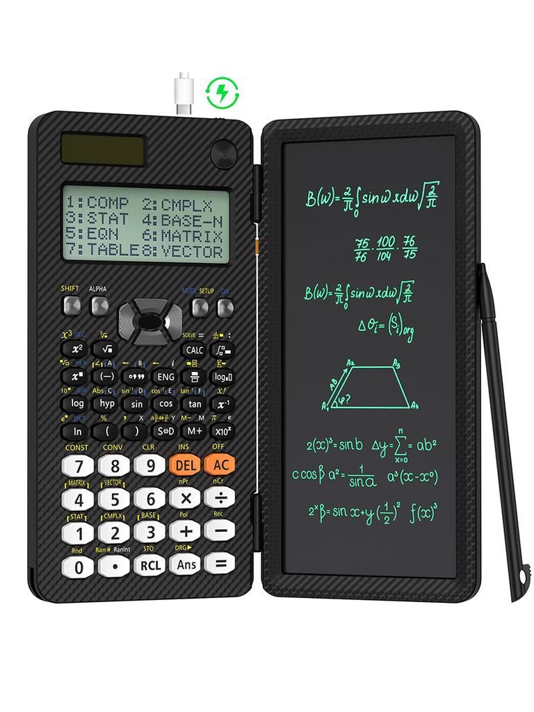 Rechargeable 991ES EX Scientific Calculators with LCD Writing Tablet Foldable Portable with Notepad for Business High School