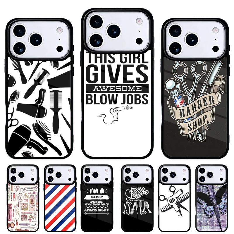 Hair Stylist Scissors Brush switch Novelty Fundas Phone Case for iPhone 17 16 15 14 13 Pro Max Back Cover for 12 11 Pro Coque