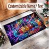 Music Guitar Theme Soft Crystal Velvet Rug Custom Name & Text Print Non Slip Floor Rug for Bedroom Living Room