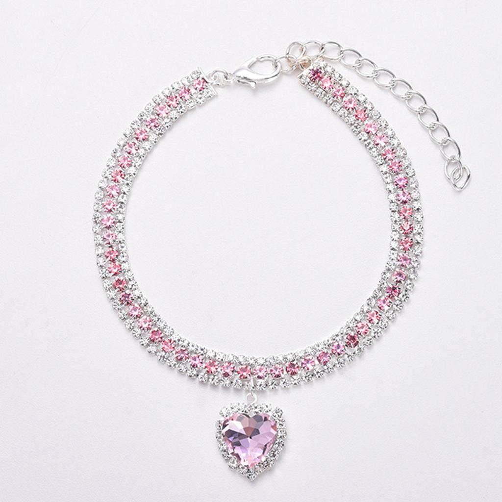 Luxury Crystal  Collar Love Pendant Necklace Pet Collar Adjustable Small Dog  Neck Ring Rhinestone Collar Pet Accessories