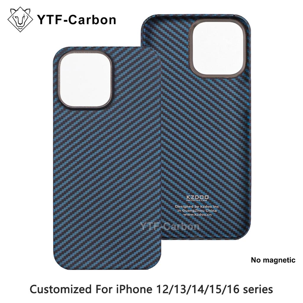 YTF For iPhone 12 Pro Max/13 Pro/14 Pro Max/15 Pro Max/16 Pro Max Genuine Carbon Fiber Aramid Case Ultra Thin Protective Cover