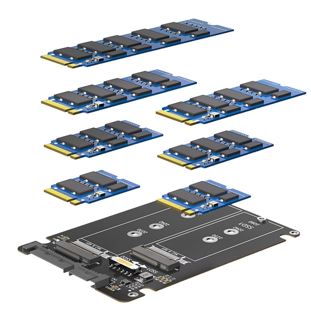 Dual M.2 B Key NGFF SSD To 2.5 SATA III Adapter M.2 SATA Adapter Driver-free Dual NGFF B Key M.2 SSD Card with Plastic Enclosure