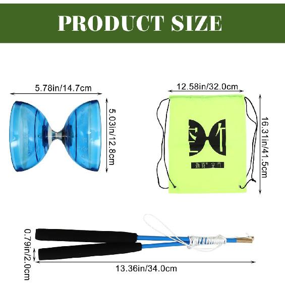 Triple Bearing Diabolo Transparent Chinese Yoyo for Elderly and Kids Fitness, Soft TPU Material, Assorted Colors, 5.78 X 5.03 Inches, Smooth