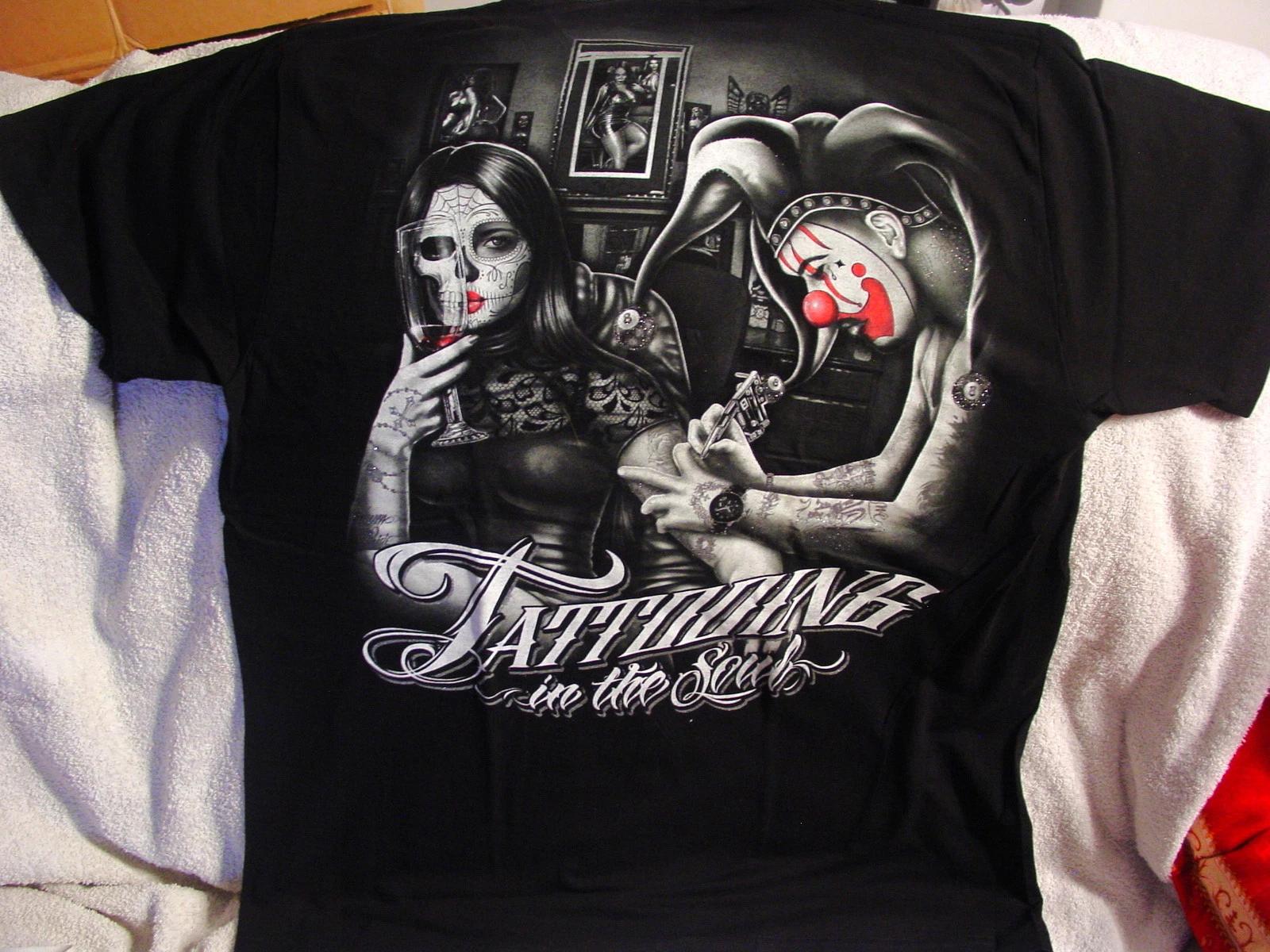 JOKER CLOWN SKULL DAY OF THE DEAD TATTOO TATTOOING IN THE SOUL T-shirt 4XL