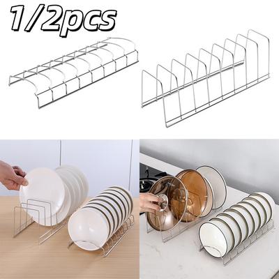 1/2 Peças Rack de Escorredor de Mesa para Louças de Aço Inoxidável Compre Terra Casa Talheres Pratos Tampas de Panela Racks Ferramentas de Economia de Espaço para Armazenamento na Cozinha