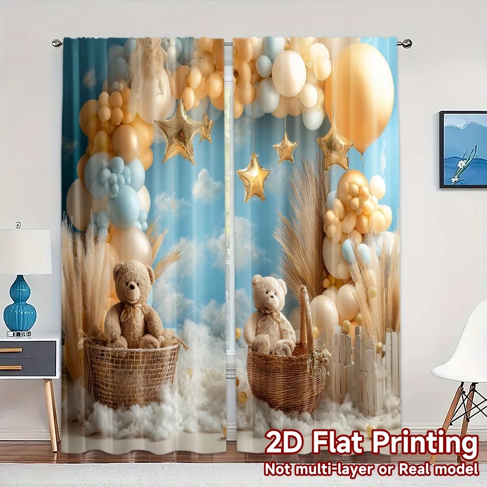 

Flat Printing Curtains Without Rod Goldencloudland Popular Versatile Polyester Curtain Set Of 2 Minimalist Made Washable W100*H70(CM)-Rod Pocket&2PCS