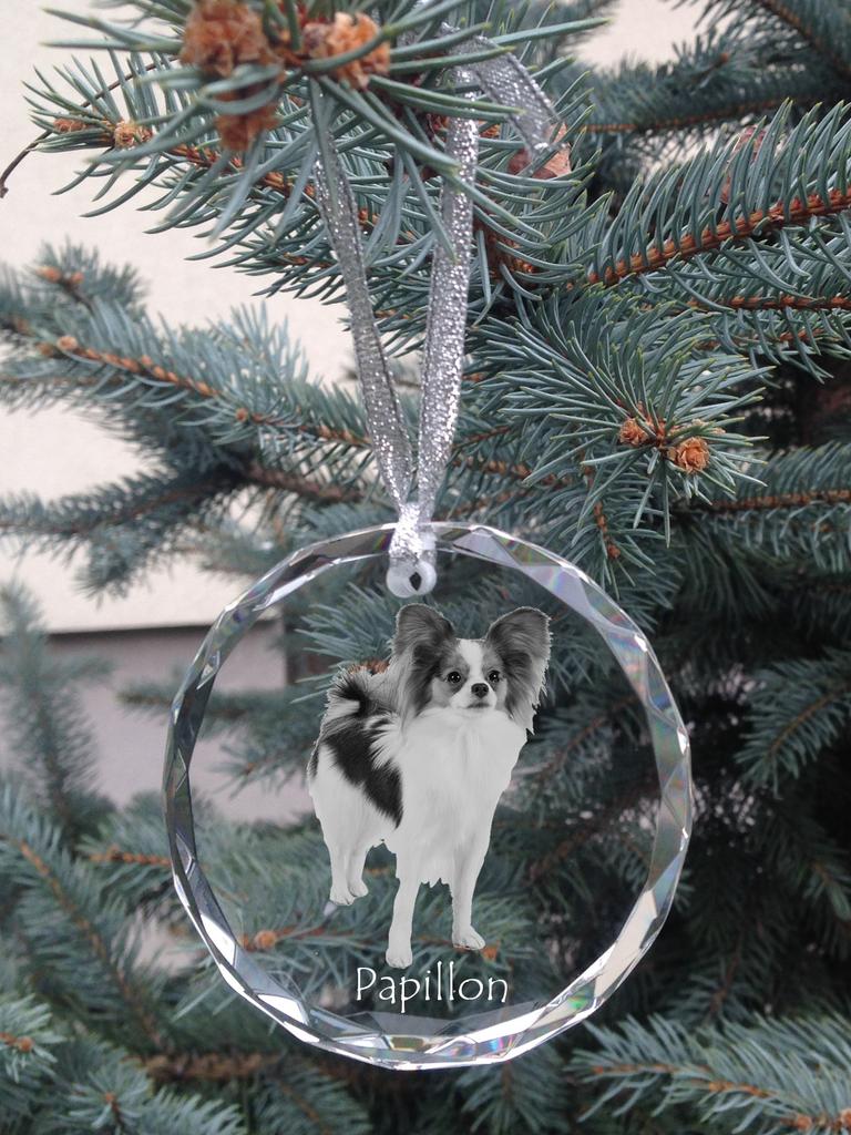 Papillon, Continental Toy Spaniel - crystal bauble with a photo, dog photo in crystal, personalized Christmas tree ornament by Art-Dog brand