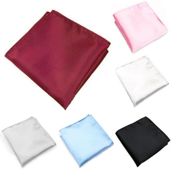 Men's Pocket Hanky Towel Plain Solid Color Wedding Party Square Handkerchief