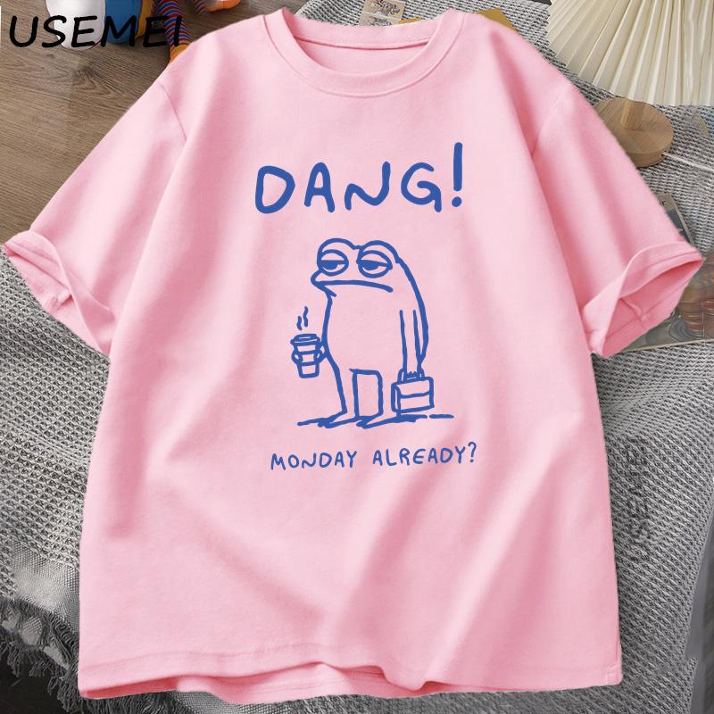 

Dang Monday Already T Shirt Men Funny Cottagecore Man I Love Frog Tee Funny Frog Printed Tshirt Cotton Short Sleeves Tee Clothes XXL рожевий