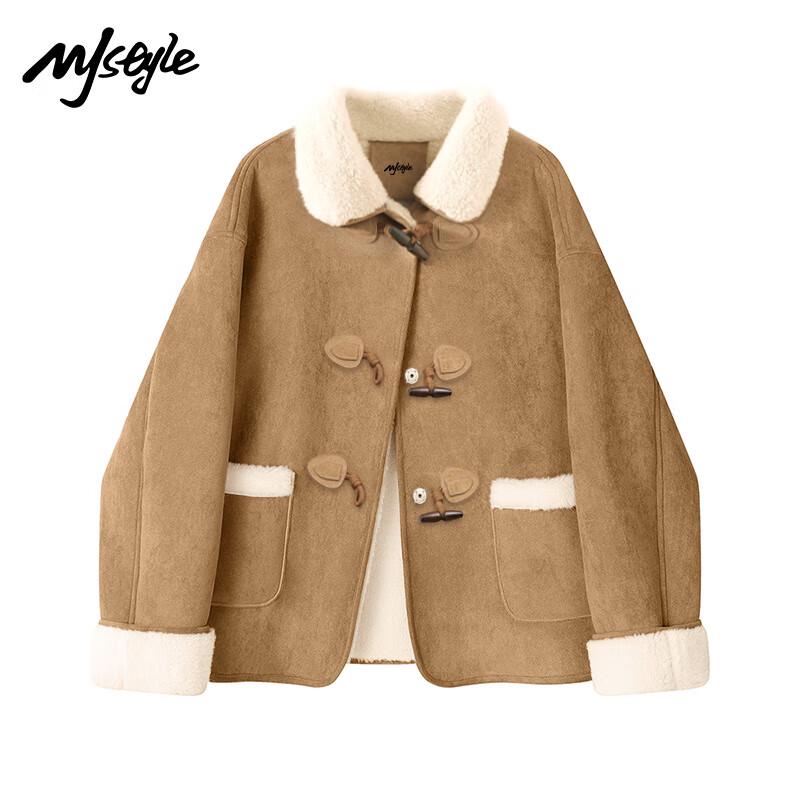

MJ STYLE Women s Winter Faux Suede Lambswool Jacket M
