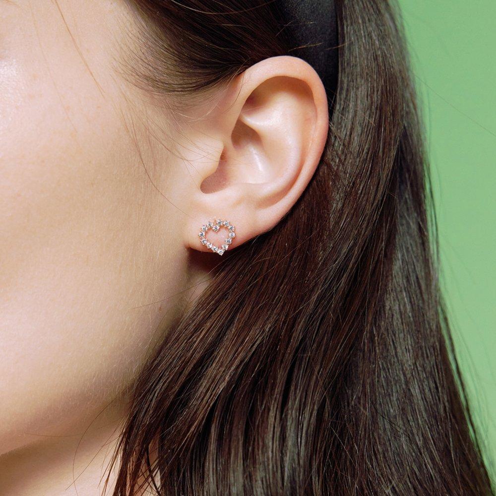 [Rosemont] Silver Heart Earrings Rc24B17E