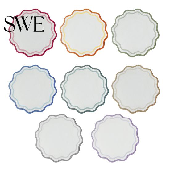 Faux Leather Table Mat Scalloped Placemat Heat-Resistant Non-slip Heat Insulation Quick-drying Place Waterproof Dining Protection Decoration