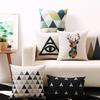 Nordic Fashion Black Geometry Pillow Cover Geometric Triangles Deer Cushion Home Decorative Pillowcase Office Sofa