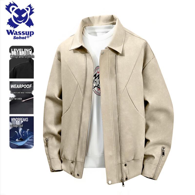 

Wassup Sohot Мужская винтажная байкерская куртка из искусственной ПУ кожи L