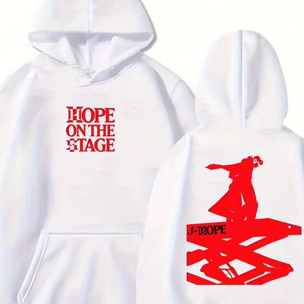 J-Hope 2026 Stage Tour Official Merchandise Hoodie - Korean Rapper' Iconic Signature & Lettering Print, Loose Fit Hooded