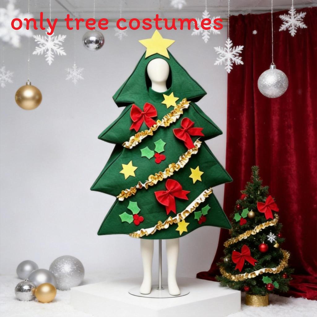 Christmas Tree Costume Set With Bow For Cosplay Holiday Parties