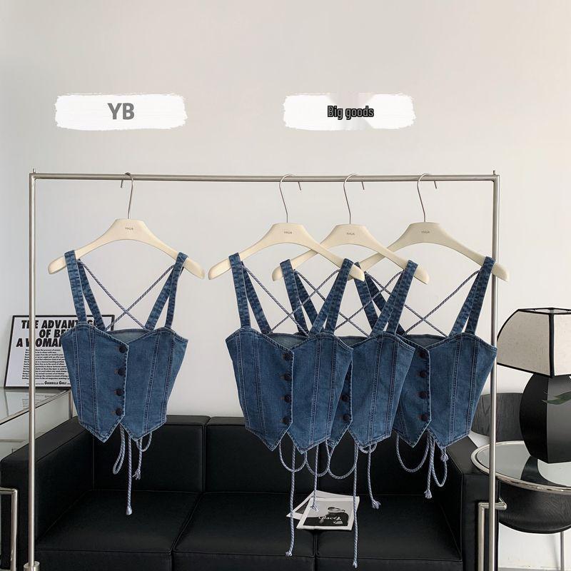 Sweet & Spicy Summer Denim Camisole: New Pure Design for Women Sweet Cool Spicy Girl