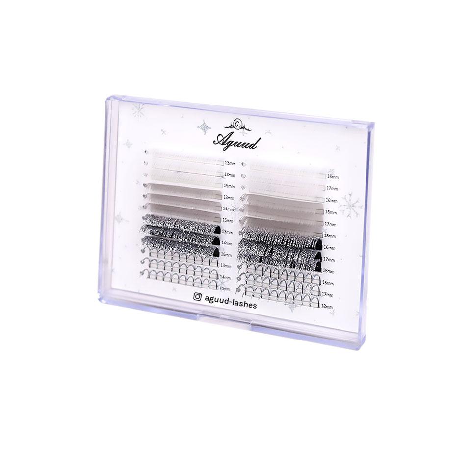 AGUUD 24 Rows Mix Color Glitter Eyelash Extension Red Blue Silver Colored Faux Mink Lash Shiny Glitter Spike Individual Eye Lash