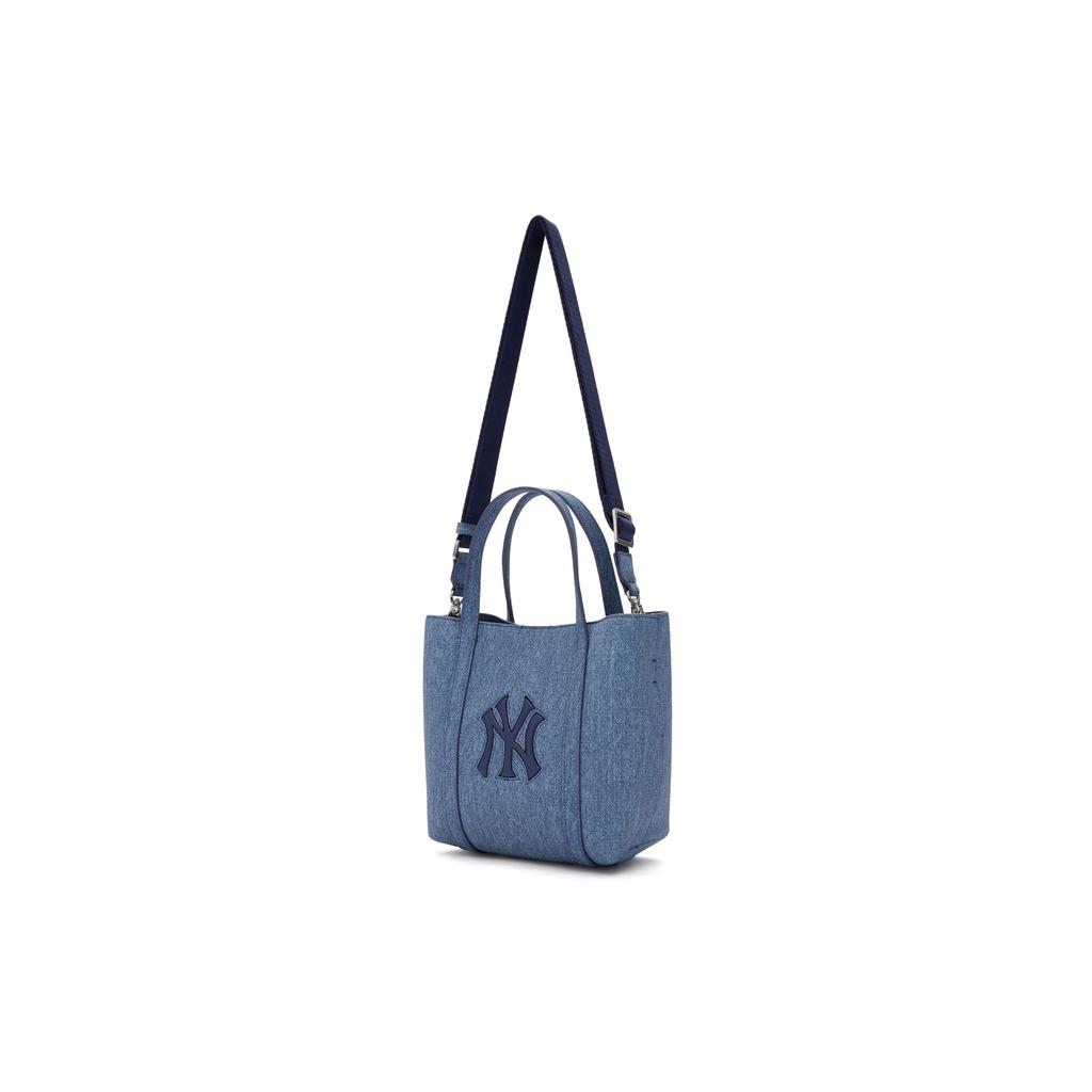 MLB 24FW New York Yankees Simple Large Logo Large Capacity Faux Leather Tote Bag Unisex Tote Bag Denim-Blue 3AORS884N-50INS-INDIGO
