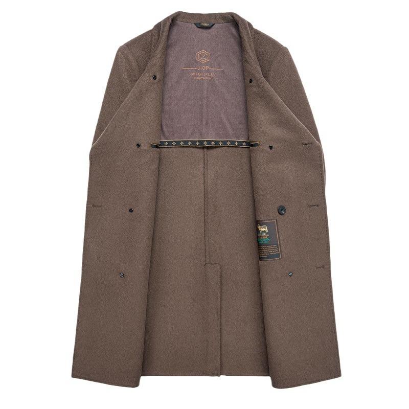 New middle-aged men's autumn double-sided woolen coat dad's autumn and winter woolen coat mid-length casual