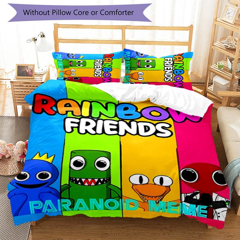 3-teiliges Bettwäsche-Set mit Regenbogenfreunde2-Muster, Bettbezug-Set enthält Bettbezug & Kissenbezüge, perfekte Ganzjahres-Schlafzimmerdekoration & Geschenk