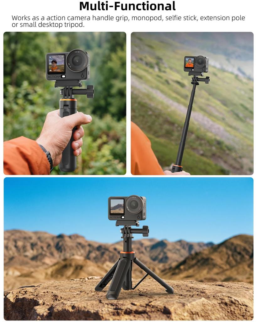 Mini for DJI Osmo Action 5 Extendable Tabletop Accessory Tripod/Selfie Stick/Monopod Pro/4/3 - 4-Section Tripod, Travel/Vlog
