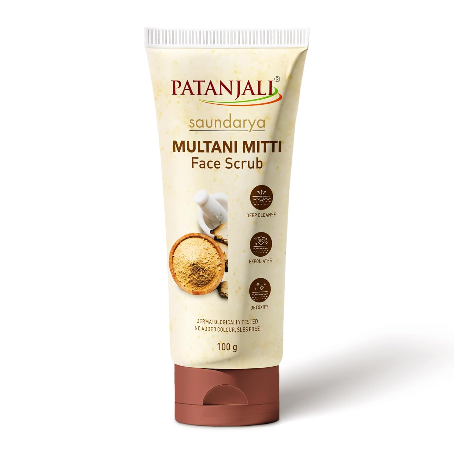 Patanjali Saundarya Multani Mitti Face Scrub 100g Pack of 1 for Glowing Smooth Natural Skin Care