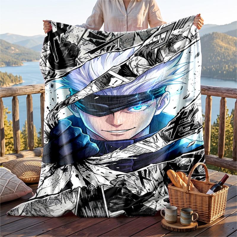 Warm Flannel Throw Blanket,Jujutsu Kaisen Lightweight Cozy Blanket For Bed Sofa And Daily Use