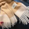 Water ripple pure cashmere double-sided contrasting scarf couple winter women