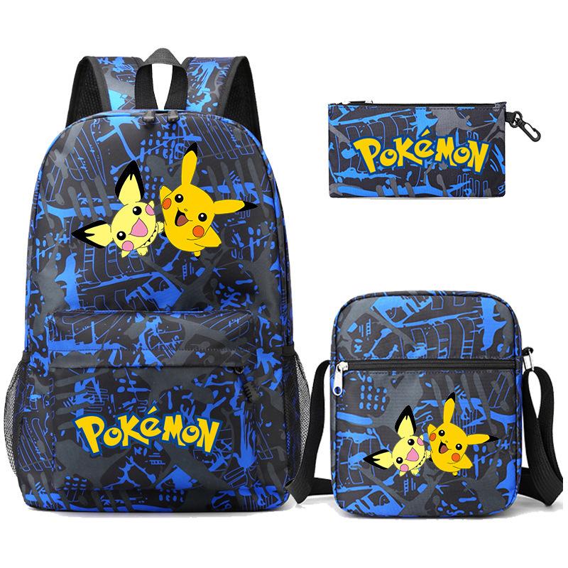 Backpack Teen Student School Bag Three-piece Pencil Case Crossbody Bag