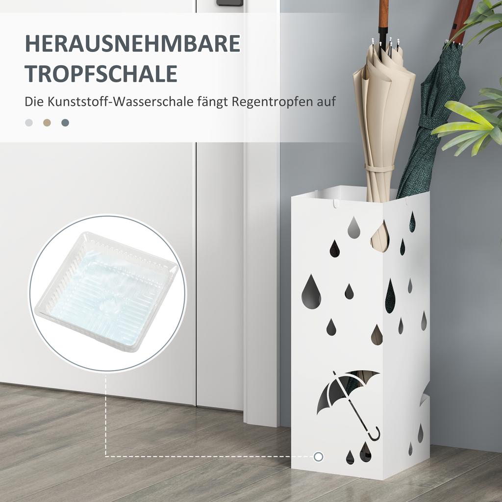 Six-Umbrella Steel Holder Stand - White