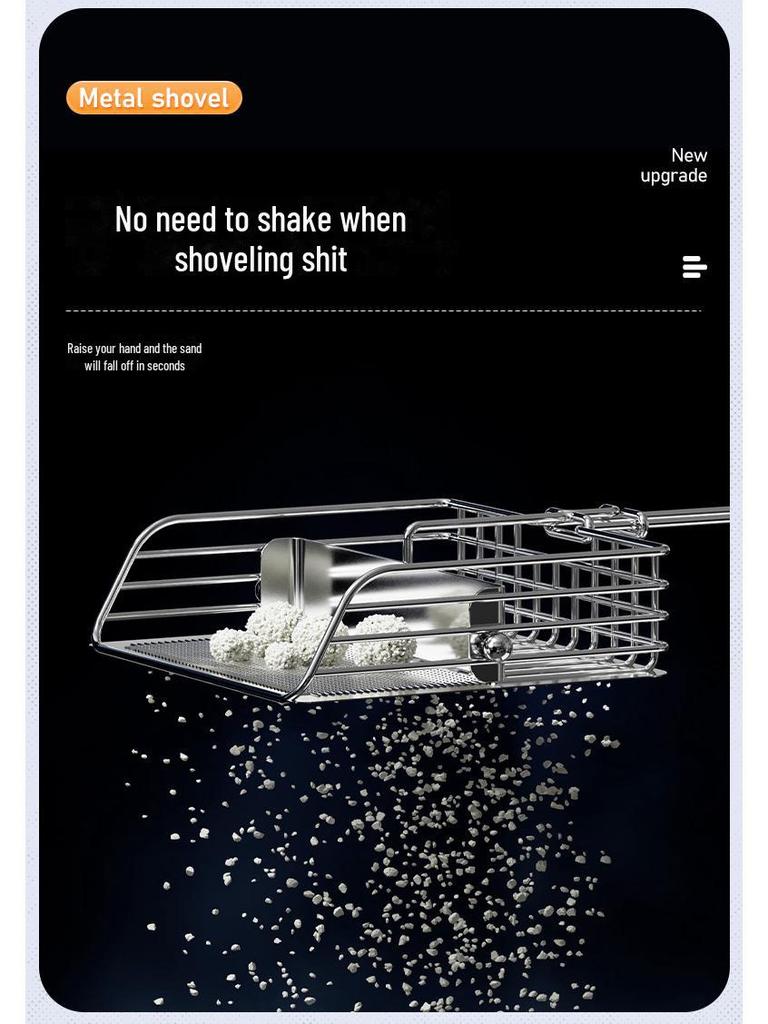 Large Metal Cat Litter Scoop with Fine Holes - Dual Function Shovel and Sifter, Non-Stainless Steel