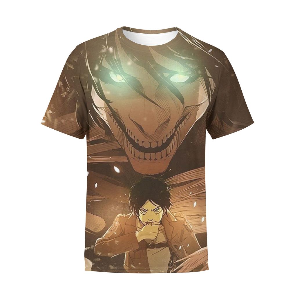 Attack on Titan 3D Digital Print T-Shirt for Anime Fans, Fashion Graphic Tee, Breathable Polyester Short Sleeve Streetwear Tops