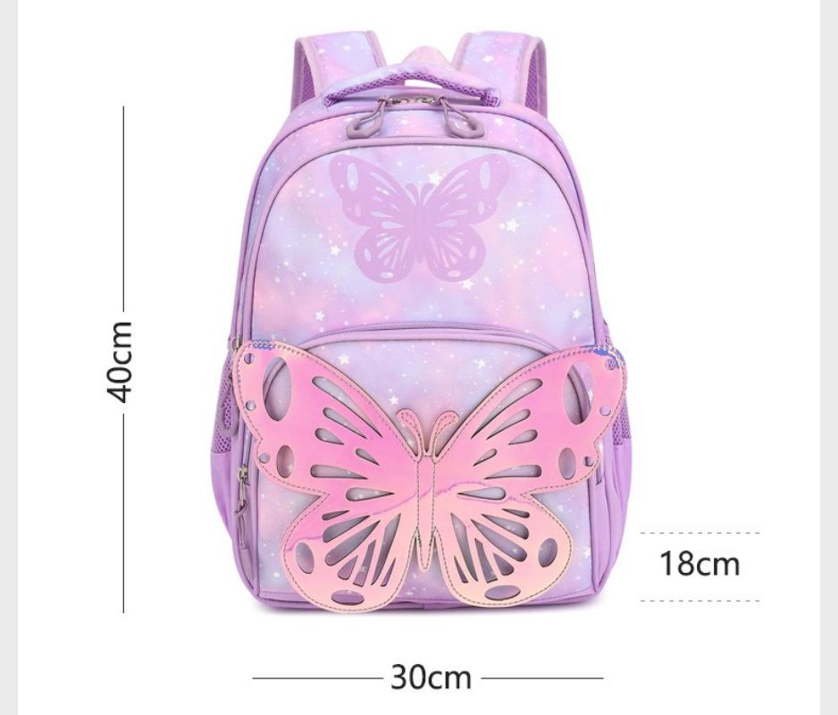 

1pc Girls Schoolbag Children s Cartoon Creative Butterfly Multifunctional Cute Fashionable and Versatile Student Backpack 30x18x40cm фиолетовый
