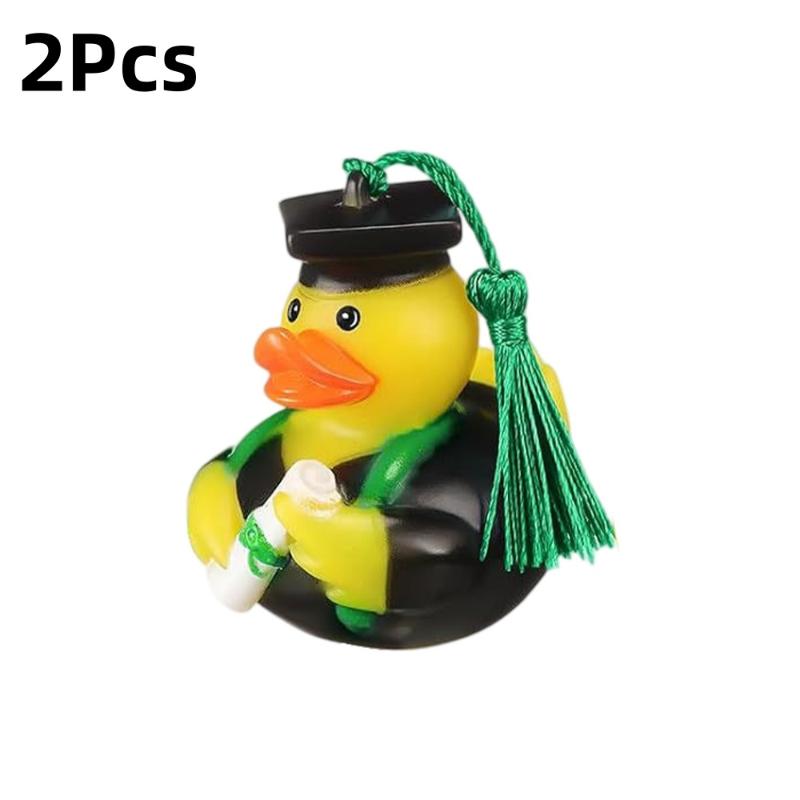 2Pcs Doctor Duck with Top Hat Graduation Party Decorations Cute Gifts Creative Car Ornaments Squeaky Bath Toy