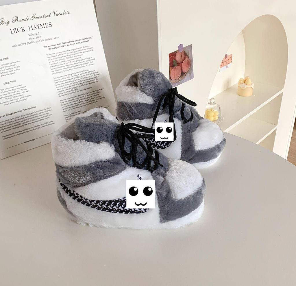 "Douyin-Inspired AJ1 Coconut Slippers: Retro Cotton Home Footwear for Couples"